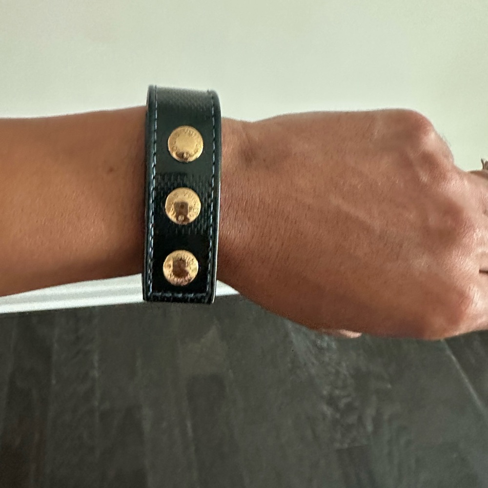 Louis Vuitton Black Bracelet with Gold Studs
